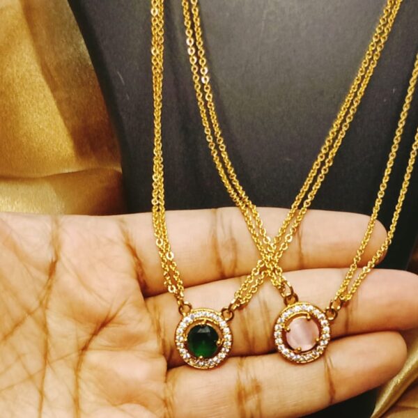Anti tarnish Double chain with AD stone